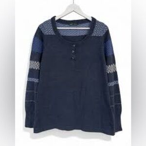 Woolrich pullover button sweater made of a cotton blend in navy, blue, and white
